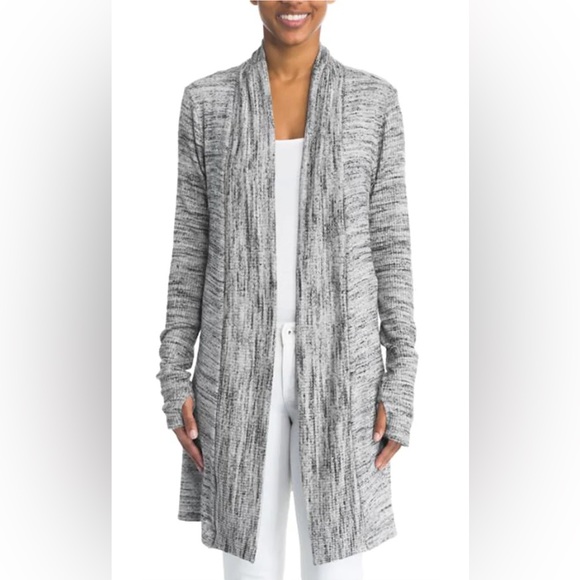 Laila Jayde Sweaters - Laila Jayde Tonia Grey Marled Ribbed Side Slit Duster Cardigan size Large
